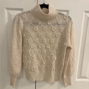 Autumn Cashmere Cream Floral Turtleneck Sweater